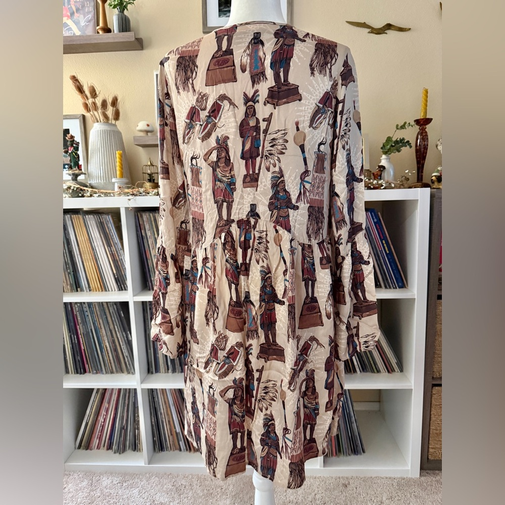 Double D Ranch Size Medium 100% Viscose Tobacco Salesman Mini Dress - Picture 2 of 5